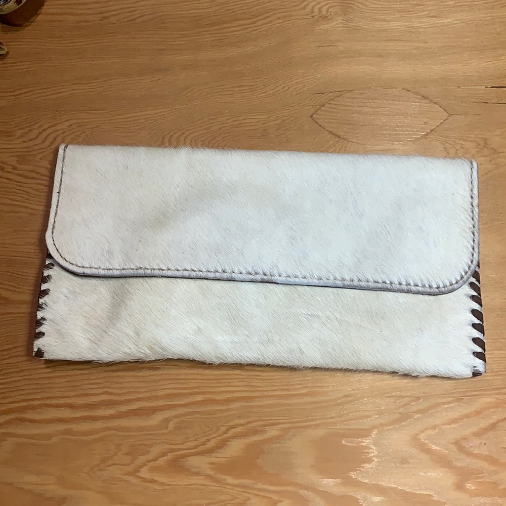 White cowhide hand made handbag NWT
